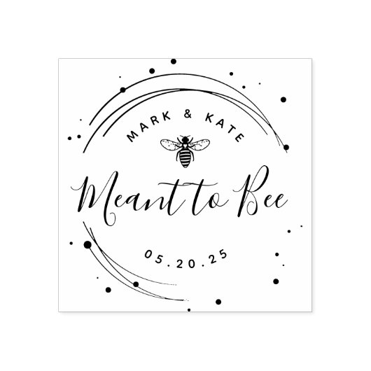 モダンな円形の「Beeと運命の結婚」ウェディングギフト ラバースタンプ (インプリント)