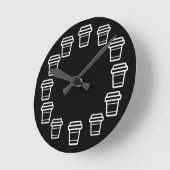 モダンな円形コーヒーカップアイコン ラウンド壁時計 (傾斜)