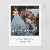 モダンな写真で婚約報告 案内ポストカード (正面)