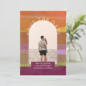 モダンな写真でSave The Dates ウェディング サンキューカード (スタンド正面)