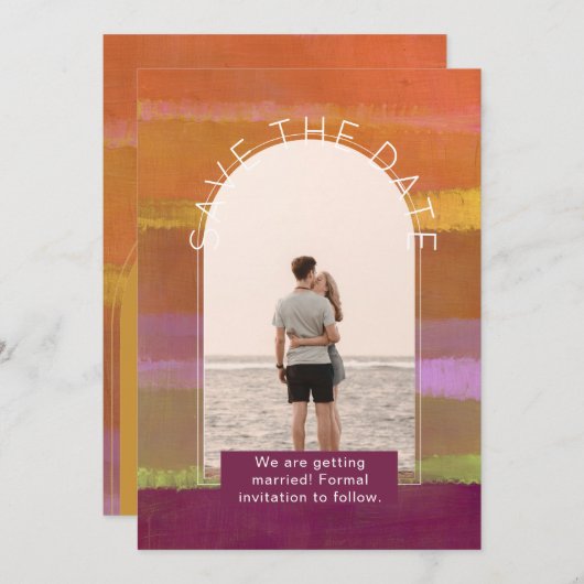 モダンな写真でSave The Dates ウェディング サンキューカード (正面/裏面)