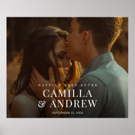 モダンな写真とエレガントな結婚式のウェルカムボード ポスター