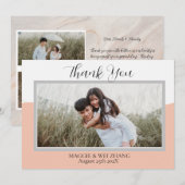 モダンな写真とスクリプトテキストの結婚式お礼カード 招待状 (正面/裏面)