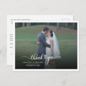 モダンな写真と手書きのウェディングお礼カード ポストカード (正面/裏面)