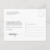 モダンな写真と手書きのウェディングお礼カード ポストカード (裏面)