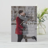 モダンな写真と白い文字の結婚式 招待状 (スタンド正面)