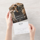 モダンな写真のエレガントでおしゃれなRSVP結婚式 オールインワン招待状 (貼ってはがせる)