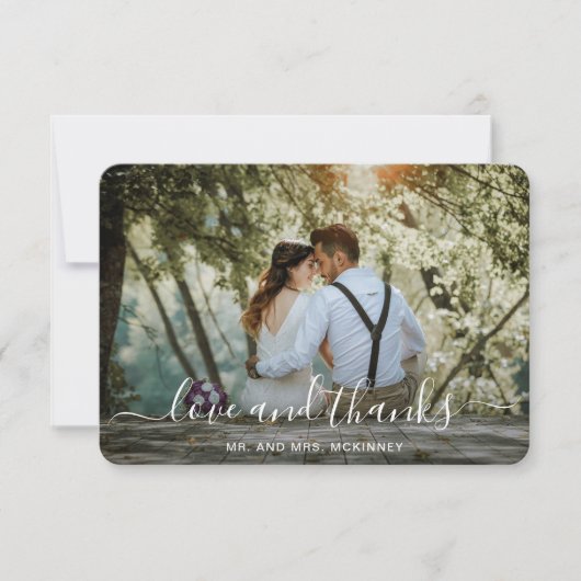 モダンな写真のエレガントな結婚式 サンキューカード (正面)