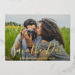 モダンな写真のエレガントな結婚式Save The Date 箔招待状
