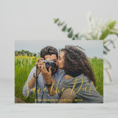 モダンな写真のエレガントな結婚式Save The Date 箔招待状 (立ち正面)