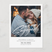 モダンな写真のエンゲージメント発表ポストカード 案内ポストカード (正面)