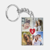 モダンな写真のコラージュのカスタムの赤いハート キーホルダー (正面左)