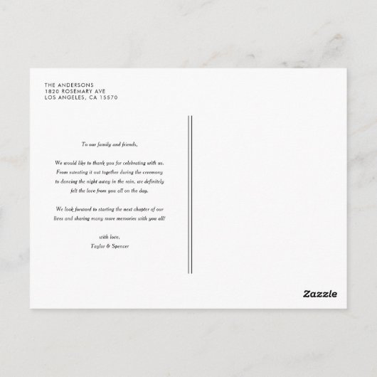 モダンな写真のコラージュの結婚式は郵便はがき感謝していしています ポストカード (裏面)