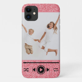 モダンな写真のバラの金色の女の子のギラギラ再生ボタン iPhone 11 ケース