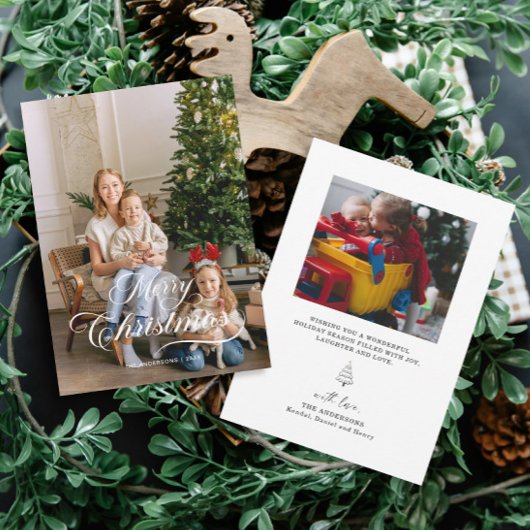 モダンな写真のファミリークリスマスカード 招待状