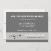 モダンな写真のリハーサルの夕食の招待状 招待状 (裏面)