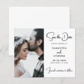 モダンな写真の予算に優しい結婚式延期カード (正面/裏面)
