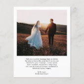 モダンな写真の予算に合わせた結婚式のお礼カード (裏面)