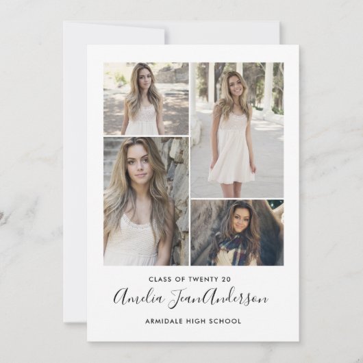 モダンな写真の卒業の招待の発表 案内状 (正面)