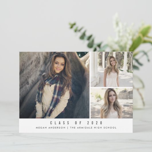 モダンな写真の卒業の発表 案内状 (スタンド正面)