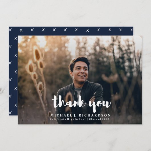 モダンな写真の卒業は感謝していしています サンキューカード (正面/裏面)