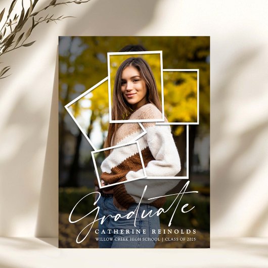 モダンな写真の卒業パーティー招待状 招待状