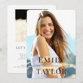 モダンな写真の卒業式招待状 招待状 (正面/裏面)