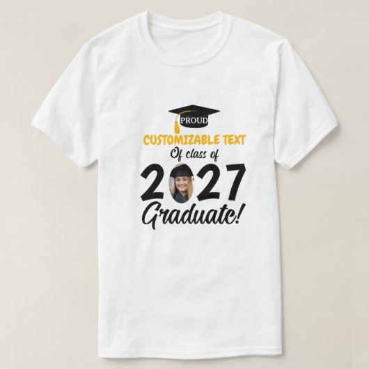 モダンな写真の卒業記念の家族の思い出 Tシャツ (デザイン正面)