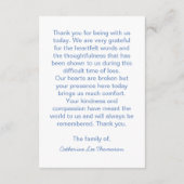 モダンな写真の喪中御礼 Funeral Thank You Card エンクロージャーカード (裏面)