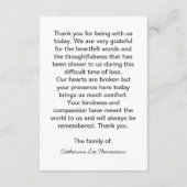 モダンな写真の喪中御礼 Funeral Thank You Card エンクロージャーカード (裏面)