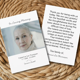 モダンな写真の喪中御礼 Funeral Thank You Card エンクロージャーカード