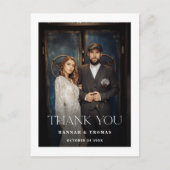 モダンな写真の結婚式のお礼 ポストカード (正面)