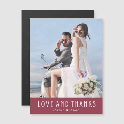 モダンな写真の結婚式のお礼 - 愛と感謝 (正面/裏面)
