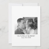 モダンな写真の結婚式のエンゲージメント ブラック 招待状 (裏面)