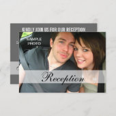 モダンな写真の結婚式の受付カード 招待状 (正面/裏面)