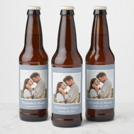 モダンな写真の結婚式ラベル ビールラベル