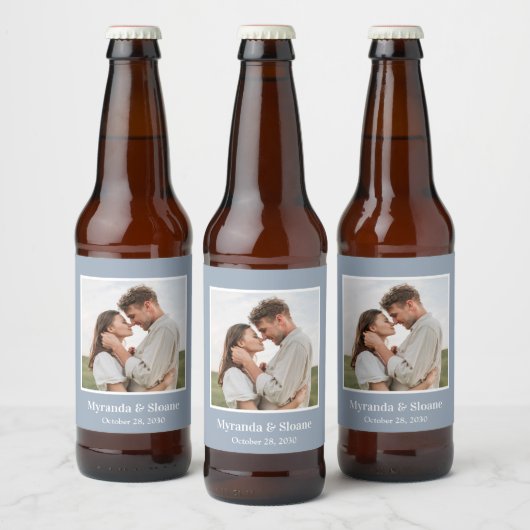 モダンな写真の結婚式ラベル ビールラベル (ボトル)