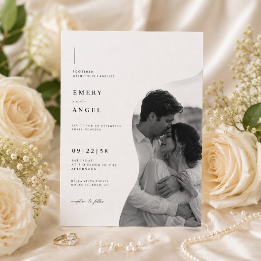 モダンな写真の結婚式招待状テンプレート 招待状