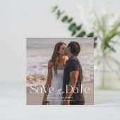 モダンな写真の結婚式日程お知らせQRコード 招待状 (スタンド正面)