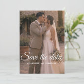 モダンな写真の結婚式日程事前通知 | エレガントな結婚式テンプレート セーブザデート (スタンド正面)