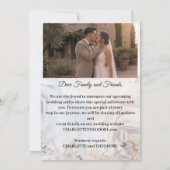 モダンな写真の結婚式日程事前通知 | エレガントな結婚式テンプレート セーブザデート (裏面)