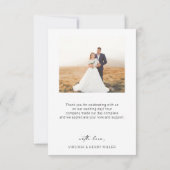 モダンな写真の結婚式 サンキューカード (裏面)