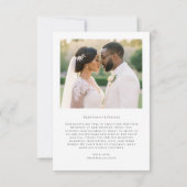 モダンな写真の結婚式 シンプルスクリプト サンキューカード (裏面)