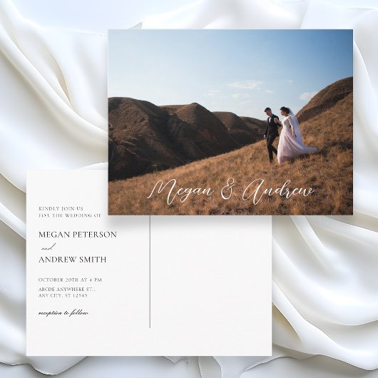 モダンな写真の結婚式 ポストカード