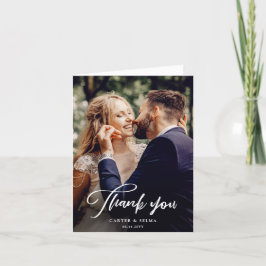 モダンな写真の結婚式 ミニマルスクリプト サンキューカード