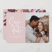 モダンな写真の花のウェディング・セーブ・ザ・デート セーブザデート (正面/裏面)