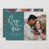 モダンな写真の花のウェディング・セーブ・ザ・デート セーブザデート (正面/裏面)