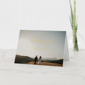 モダンな写真の華やかな結婚式の箔押しお礼カード 箔グリーティングカード (正面)