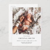 モダンな写真の誕生の発表|のベビーの写真カード 案内ポストカード (正面/裏面)