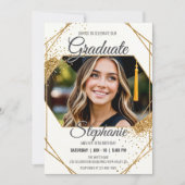 モダンな写真の誕生日と卒業の輝くフレーム 招待状 (正面)